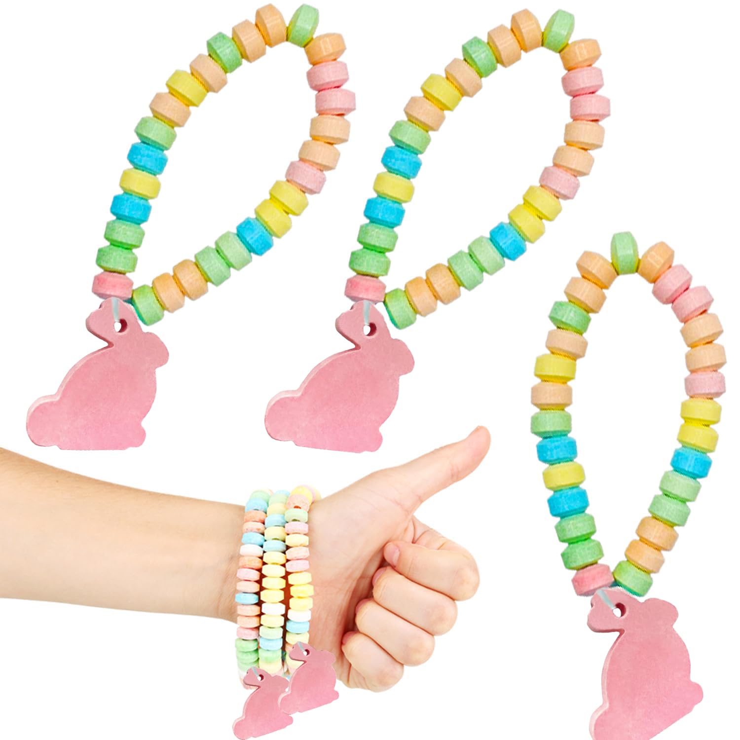 Easter Bunny Candy Bracelet - Colorful Fruit-Flavored Chewable Party Favors for Kids | Easter Egg Hunt, Birthday Party, Classroom Treats & Holiday Gifts