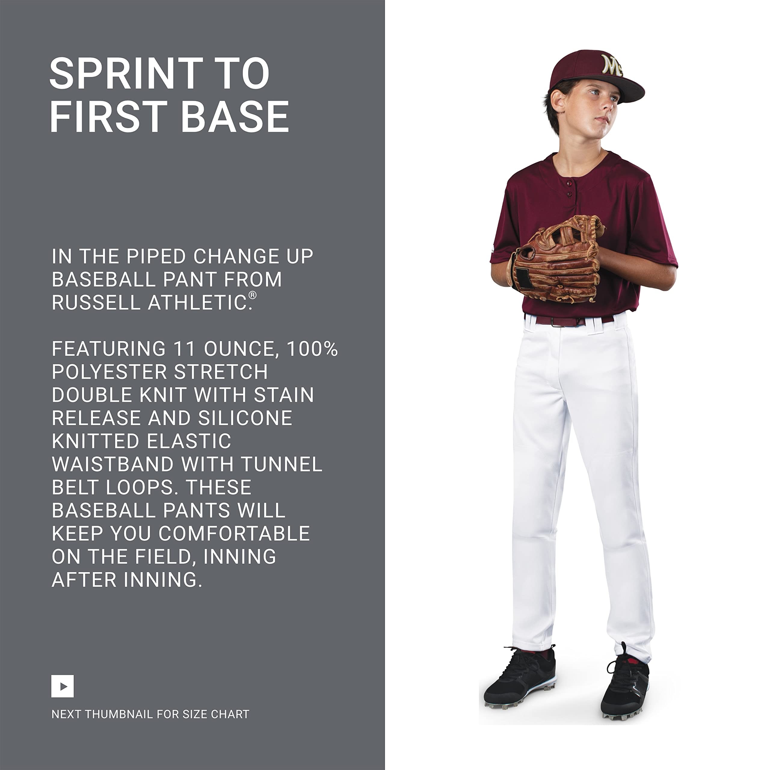 Russell Athletic Piped Change Pant - Comfortable & High-Performance Baseball Softball Fastpitch Pants for Players & Coaches - Perfect for Practice, Games & Training Sessions
