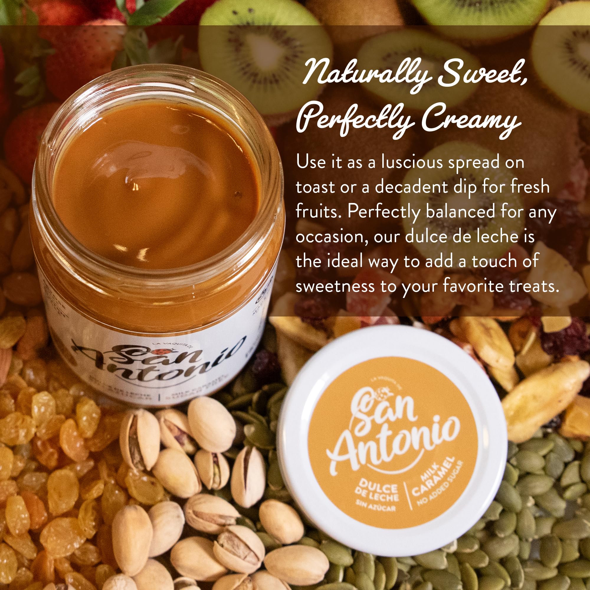 No Sugar Added San Antonio Dulce de Leche Classic Milk Caramel Spread - Gluten Free & Lactose Free Dessert Topping for Ice Cream, Cakes, Coffee, Pancakes & Fruit Dip - 15oz (Pack of 6) | Perfect for Baking, Breakfast & Sweet Treats