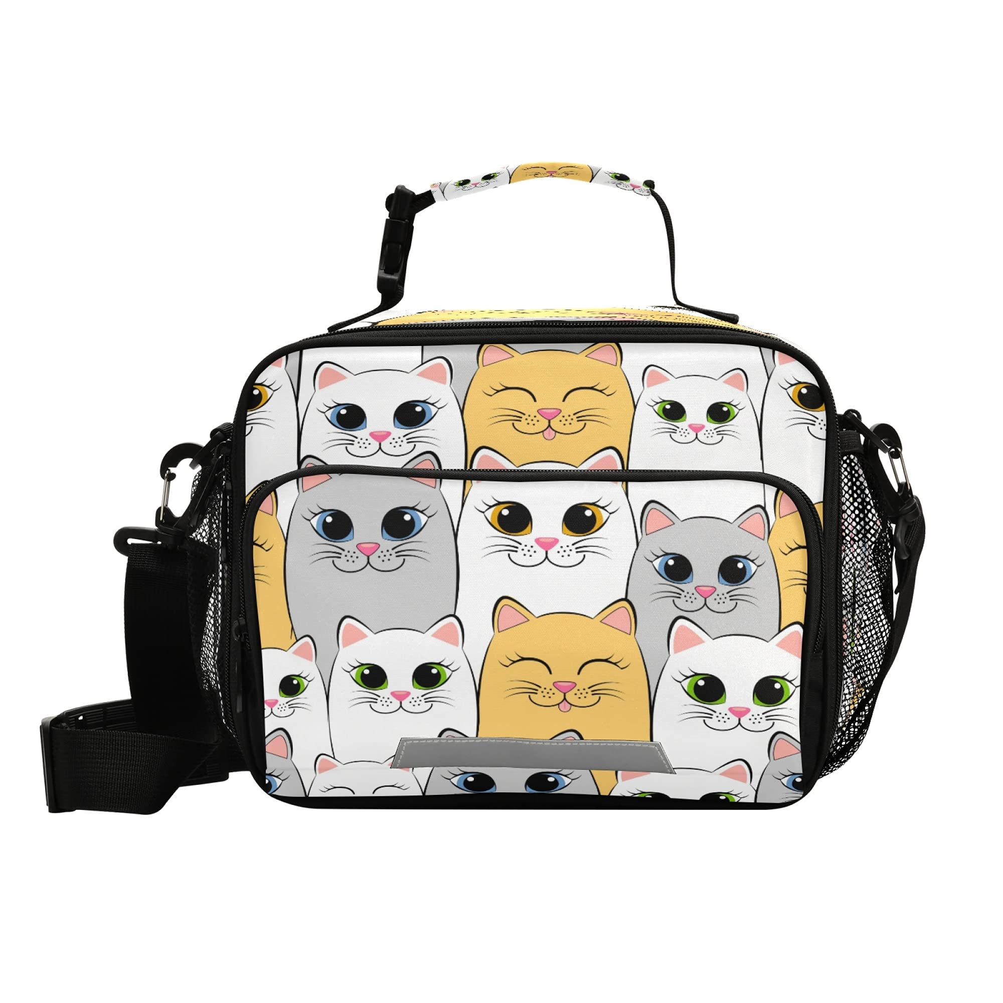 Cute Insulated Cat Lunch Box for Girls - Kitten Themed School Lunch Bag for Teens, Kids & Toddlers | Leakproof Cooler Tote with Ice Pack Compartment, Fits Bento Boxes & Water Bottle Holder | Perfect for School, Picnics, Work & Outdoor Activities