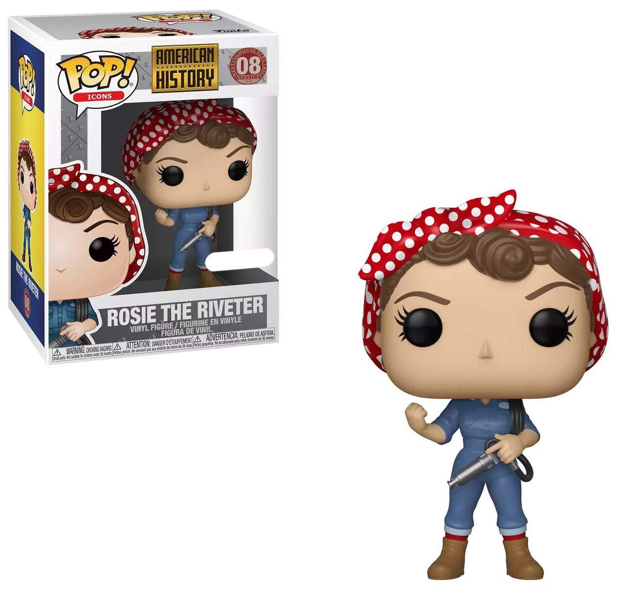 Funko Pop! Icons: History - Rosie The Riveter Exclusive Vinyl Figure - Collectible Blue & Red Pop Culture Statue - Perfect for Office Decor, Gift for Feminists & History Lovers