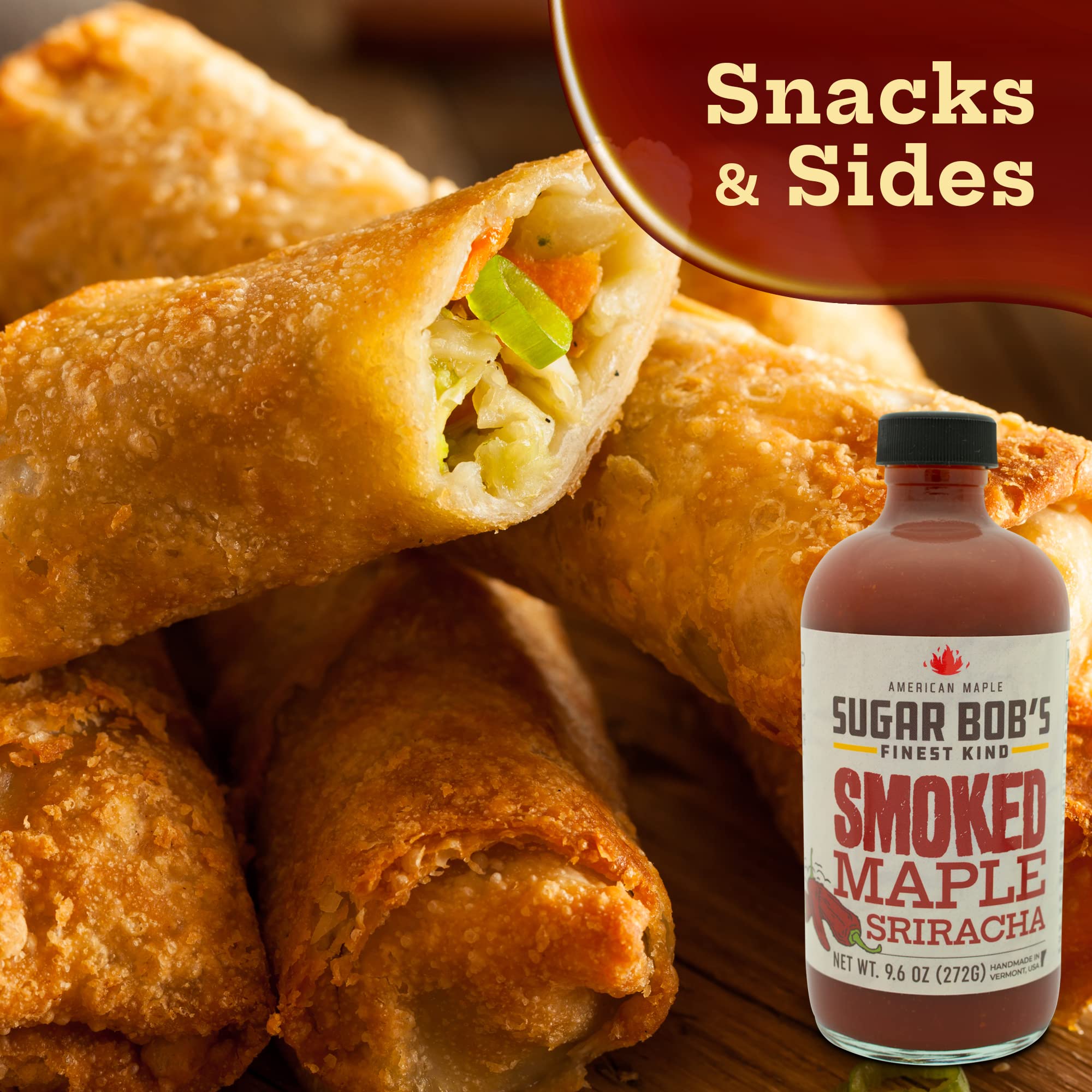 Vermont Smoked Maple Sriracha Hot Sauce - All Natural, Gluten-Free, Non-GMO - 8 fl oz Bottle - Perfect for Wings, Burgers, Tacos & BBQ