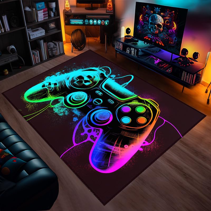 36x24 Inches Gaming Rug for Boys Room - Soft Gamer Carpet for Game Room, Living Room & Bedroom - Perfect for Esports Decor, Streaming Setup & Gaming Themed Spaces