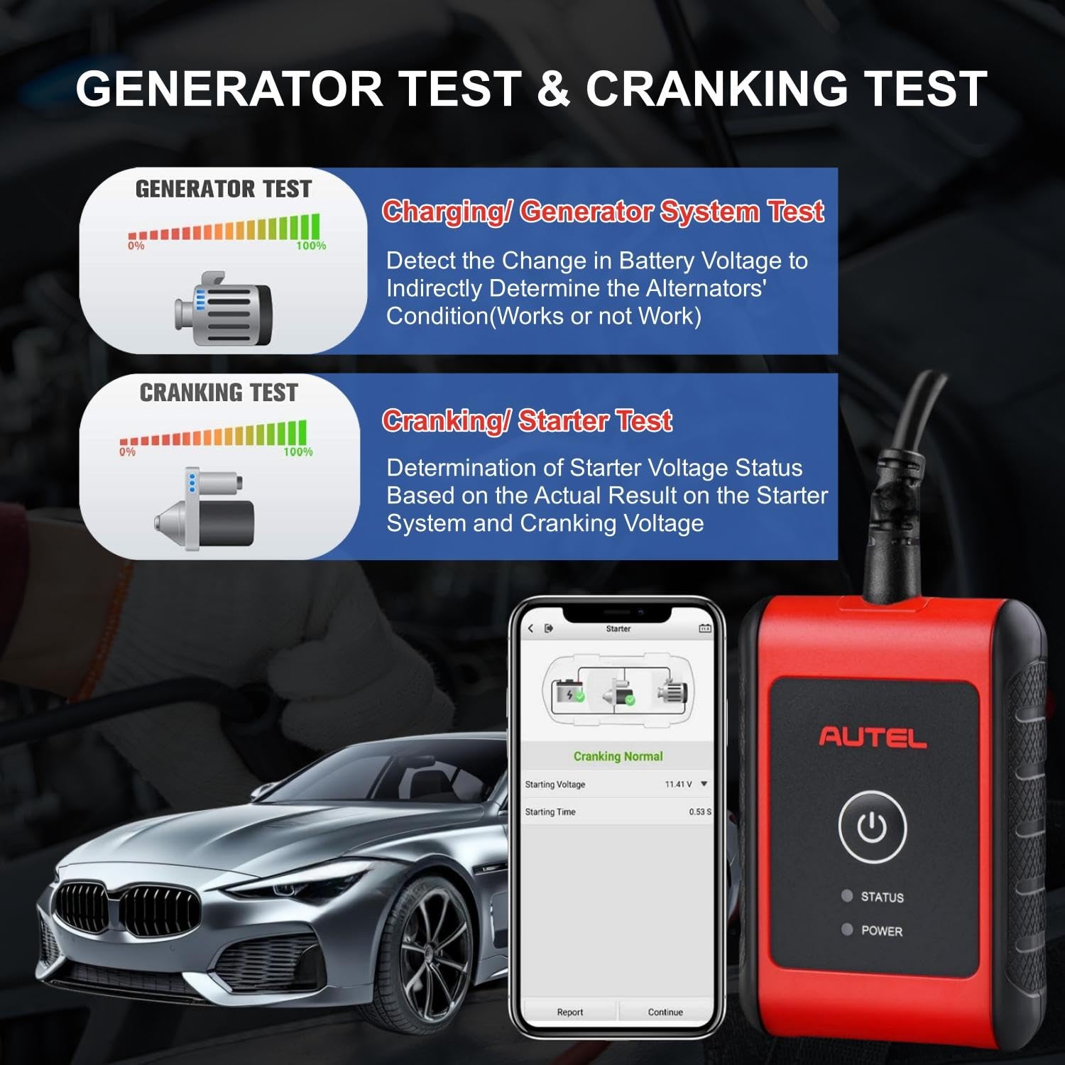 Autel MaxiBAS BT506 12V/6V Car Battery Tester - 100-2000 CCA Vehicle Battery Analyzer with Adaptive Conductance Technology for Accurate Load Testing | Perfect for Mechanics, DIY Auto Repair & Fleet Maintenance