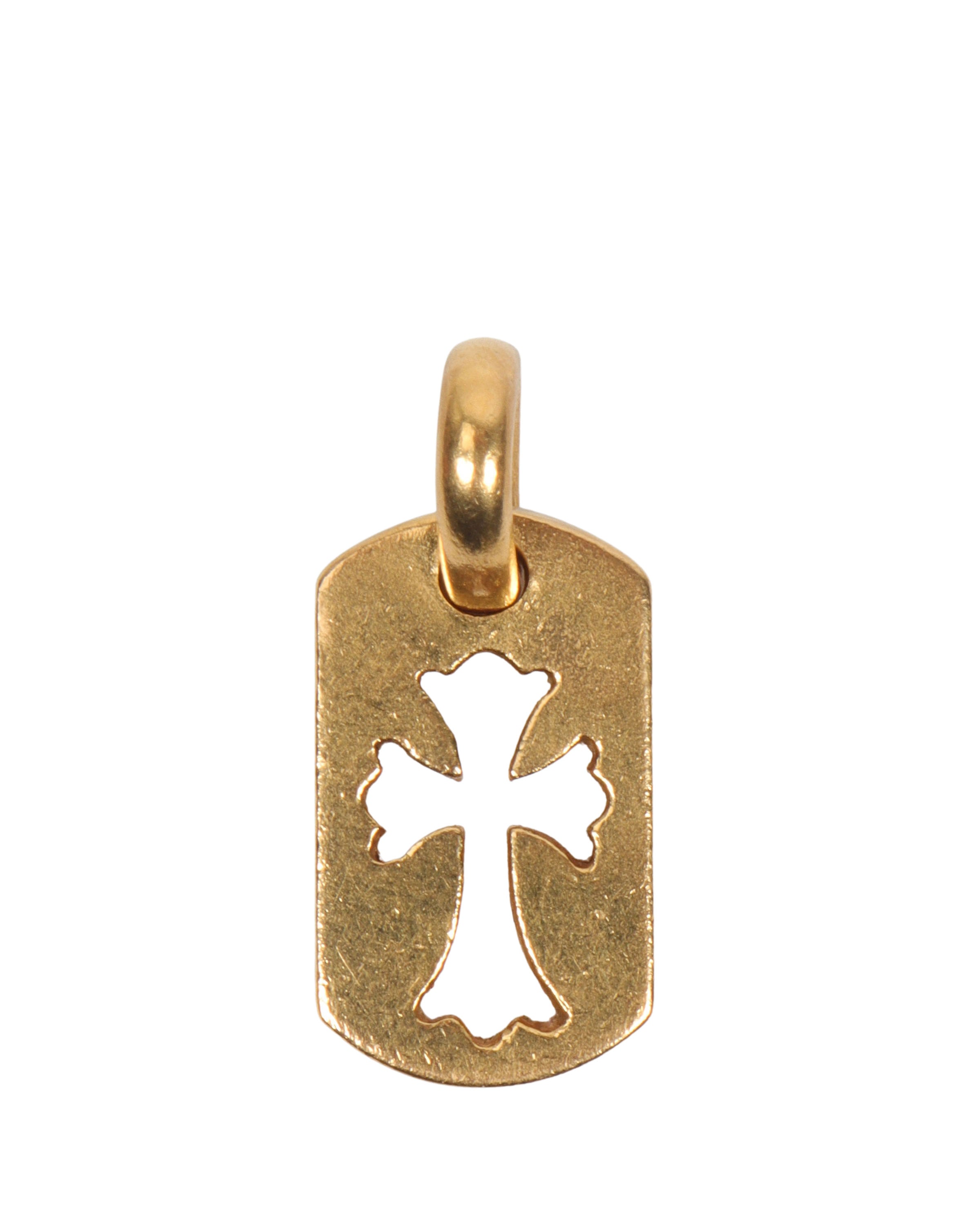 22K Gold Mini Diamond Cross Dog Tag Pendant Necklace for Men & Women - Perfect for Gifts, Everyday Wear & Religious Occasions