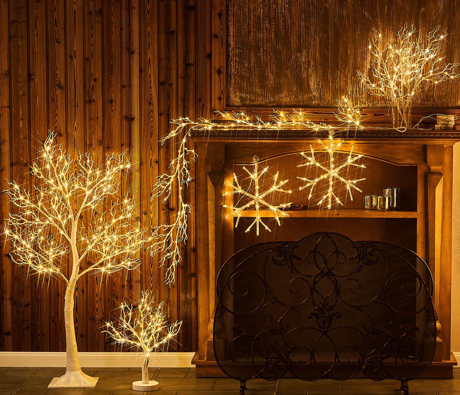 LITBLOOM 6FT LED Fairy Light Garland with Timer - 120 Battery Operated String Lights for Indoor/Outdoor Decor - Perfect for Christmas, Fireplace Mantle, Wedding, Party & Home Decoration