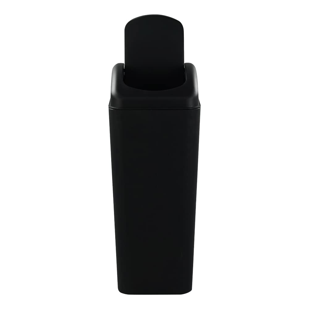 3.5 Gallon Plastic Trash Can with Swing Top Lid - Black Waste Bin for Bathroom, Office, or Kitchen - Durable & Odor-Resistant (1 Pack) - Perfect for Small Spaces & Home Organization