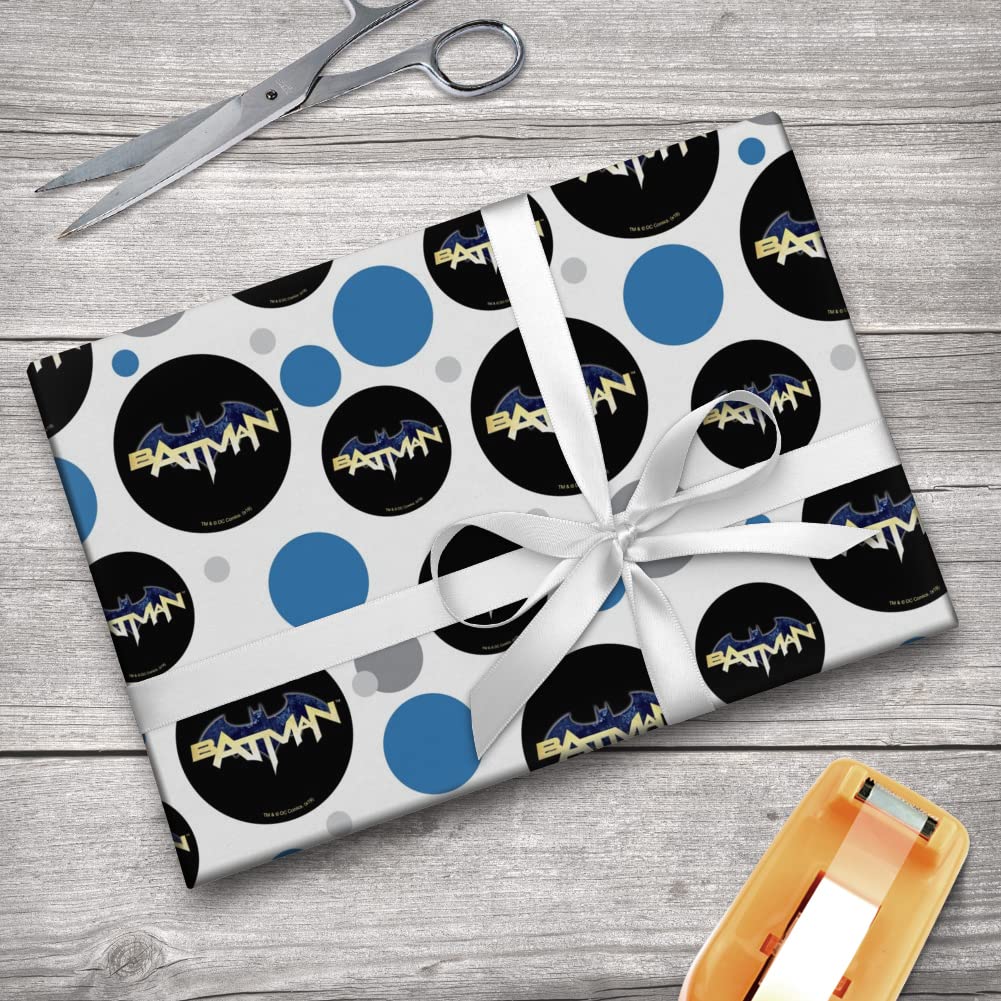 Batman Logo Gift Wrap Paper Roll - Premium Wrapping Paper for Birthday, Christmas, Party Gifts - Perfect for Superhero Fans & Comic Book Lovers