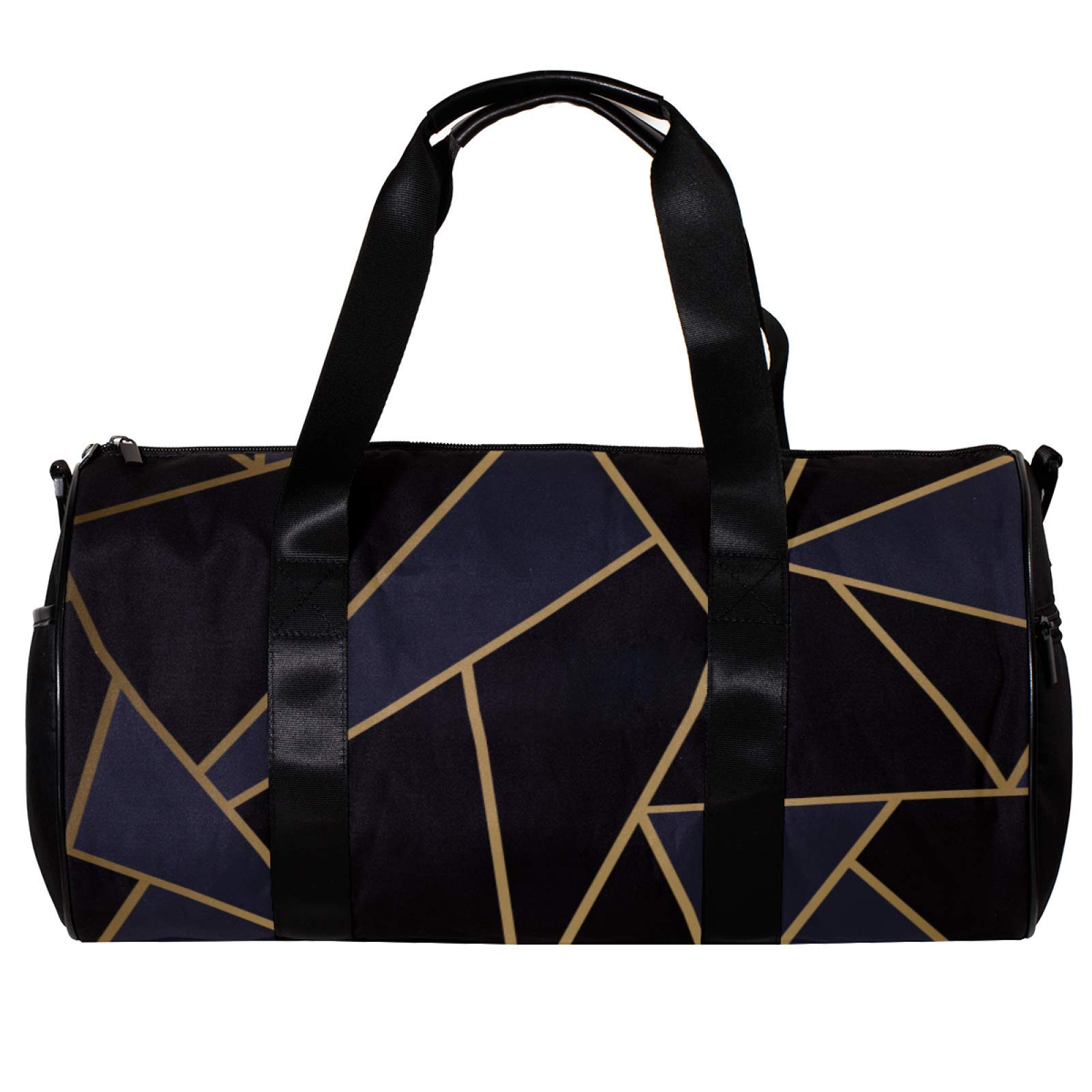 MaMacool Black & Gold Round Gym Duffel Bag with Detachable Shoulder Strap - Waterproof Sports Bag for Men & Women - Perfect for Gym, Travel, Yoga & Overnight Trips