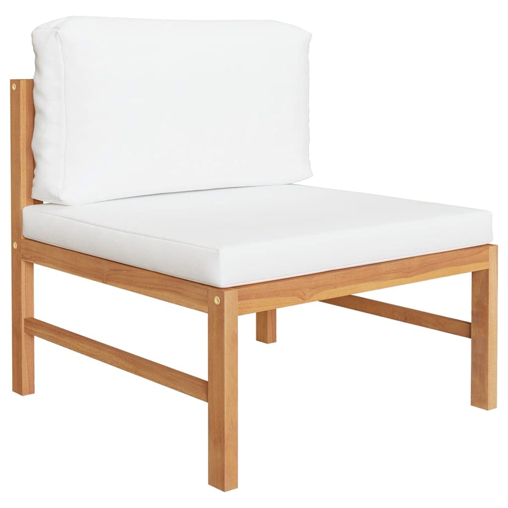Premium Solid Teak Wood Outdoor Sofa with Cream Cushions - Weather-Resistant Durable Garden Furniture Set for Patio, Poolside & Backyard - Easy Maintenance Modern Design