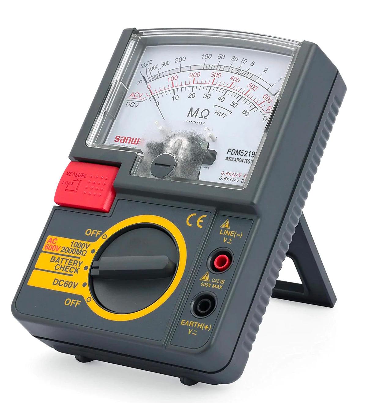 PDM5219S Analog Insulation Tester - 125V/250V/500V Portable Insulation Resistance Meter for Electrical Equipment Testing & Maintenance (Ideal for HVAC, Industrial Wiring, and Home Electrical Safety Checks)