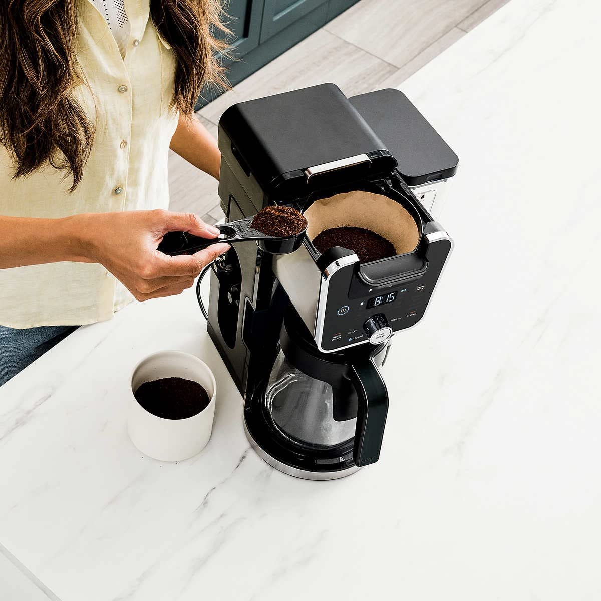 Ninja DualBrew System 14 Cup Coffee Maker - Single Serve Pods & Grounds Compatible, 4 Brew Styles, Built-In Fold Away Frother, 70oz Water Reservoir & Carafe - Perfect for Home, Office & Entertaining (Black, CFP451CO)