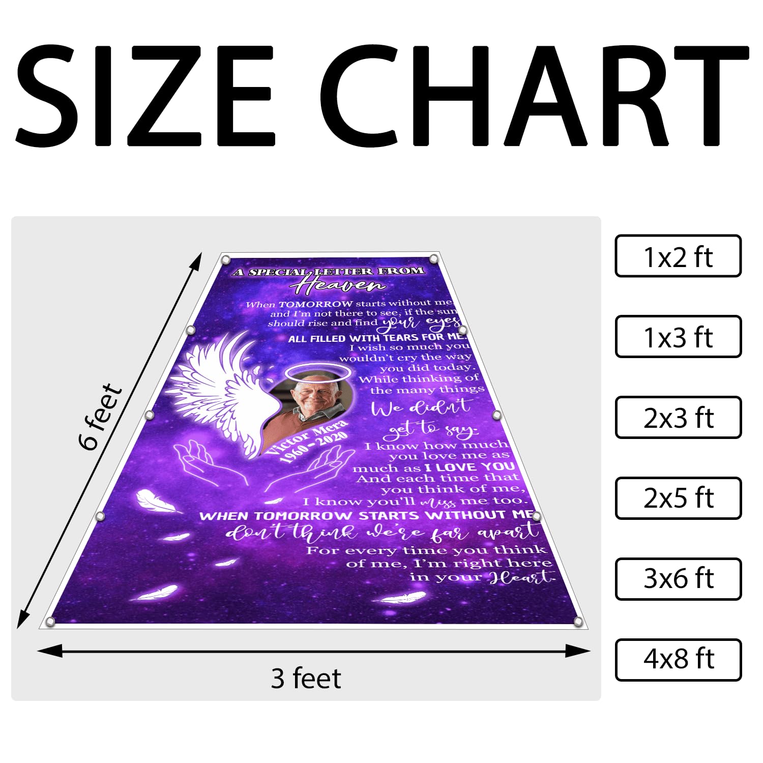 Personalized Memorial Grave Blanket with Photo & Name - Custom Funeral Blanket for Loved Ones in Heaven - 3x6ft Sympathy Gift for Graveside Memorials & Cemeteries - Perfect for Honoring Departed Family Members at Funerals & Anniversaries