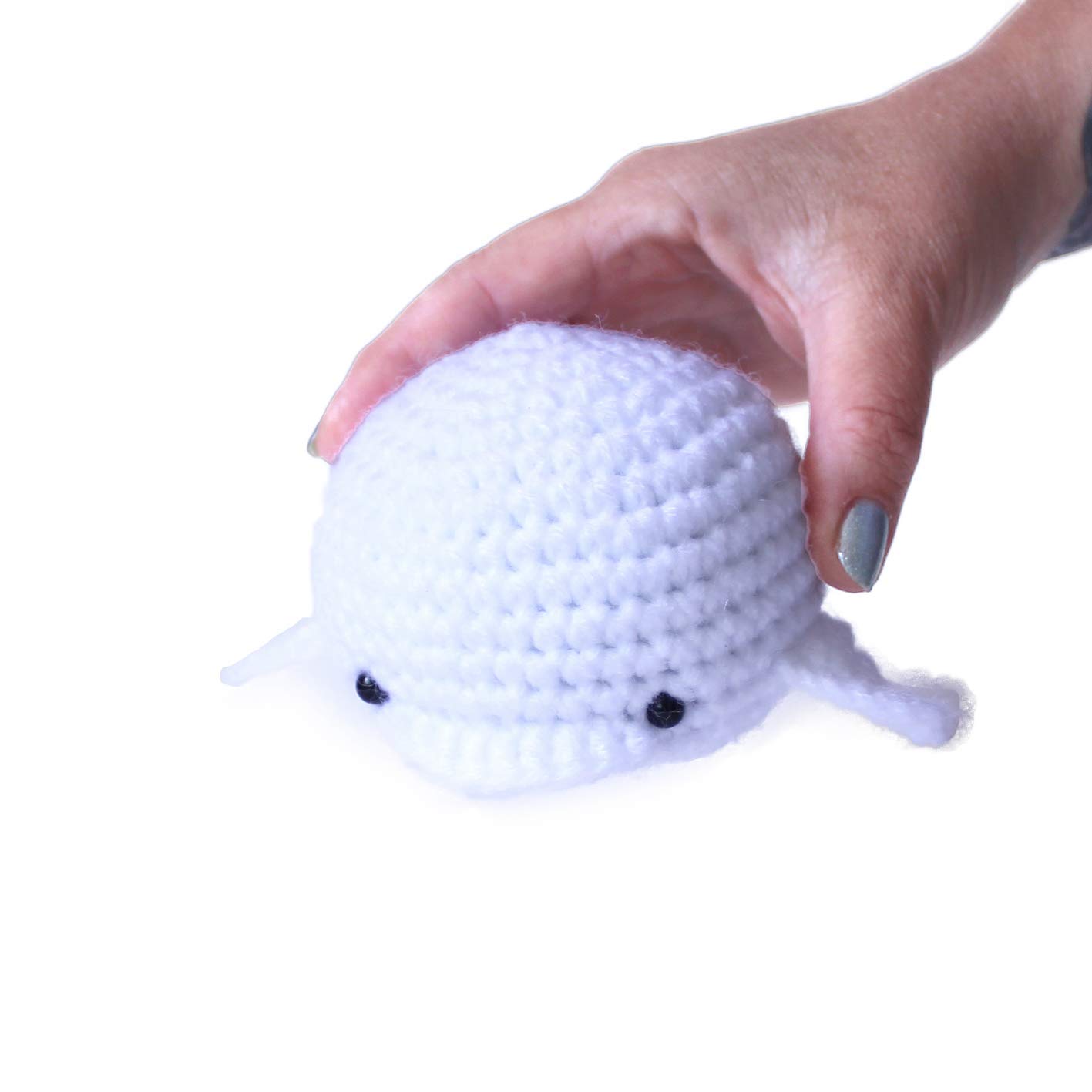 Handmade Crochet Amigurumi Beluga Whale Stress Ball - Squeeze Toy for Anxiety Relief & Stress Therapy | Cute Desk Decor, Office Gift, Sensory Fidget Toy for Adults & Kids