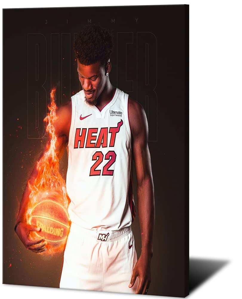 **Miami Heat Basketball Posters - Jimmy Butler, Tyler Herro, Kyle Lowry Wall Art - 24x36 Inch Unframed Canvas Print - Perfect for Boys Bedroom, Dorm, Game Room & Sports Fan Decor**