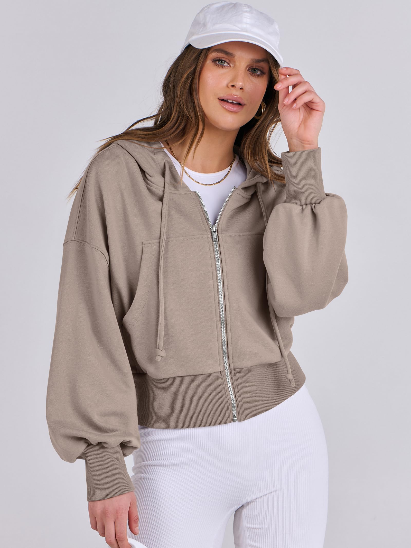ANRABESS Women's Cropped Zip Up Hoodie Casual Spring Jacket 2025 Trendy Sweatshirt | Perfect for Streetwear, Gym & Everyday Outfits