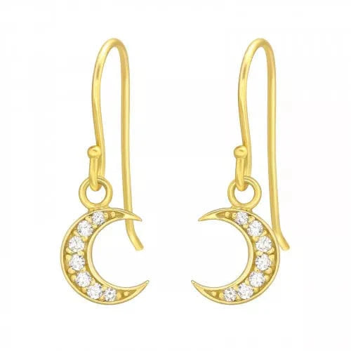 Elegant Gold Moon Earrings with Sparkling Cubic Zirconia – Perfect for Evening Parties, Weddings & Special Occasions