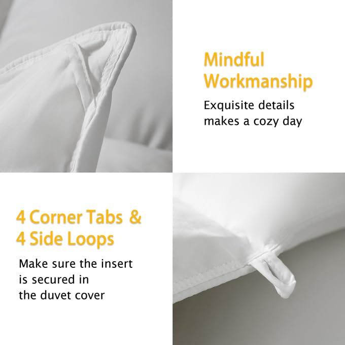 Premium 750FP Goose Down Comforter Queen Size - Ultra Soft Fluffy Duvet Insert with Medium Warmth for All Seasons | Hotel-Quality Luxury Bedding for Cold Nights & Cozy Sleep (White, 90x90 Inches)
