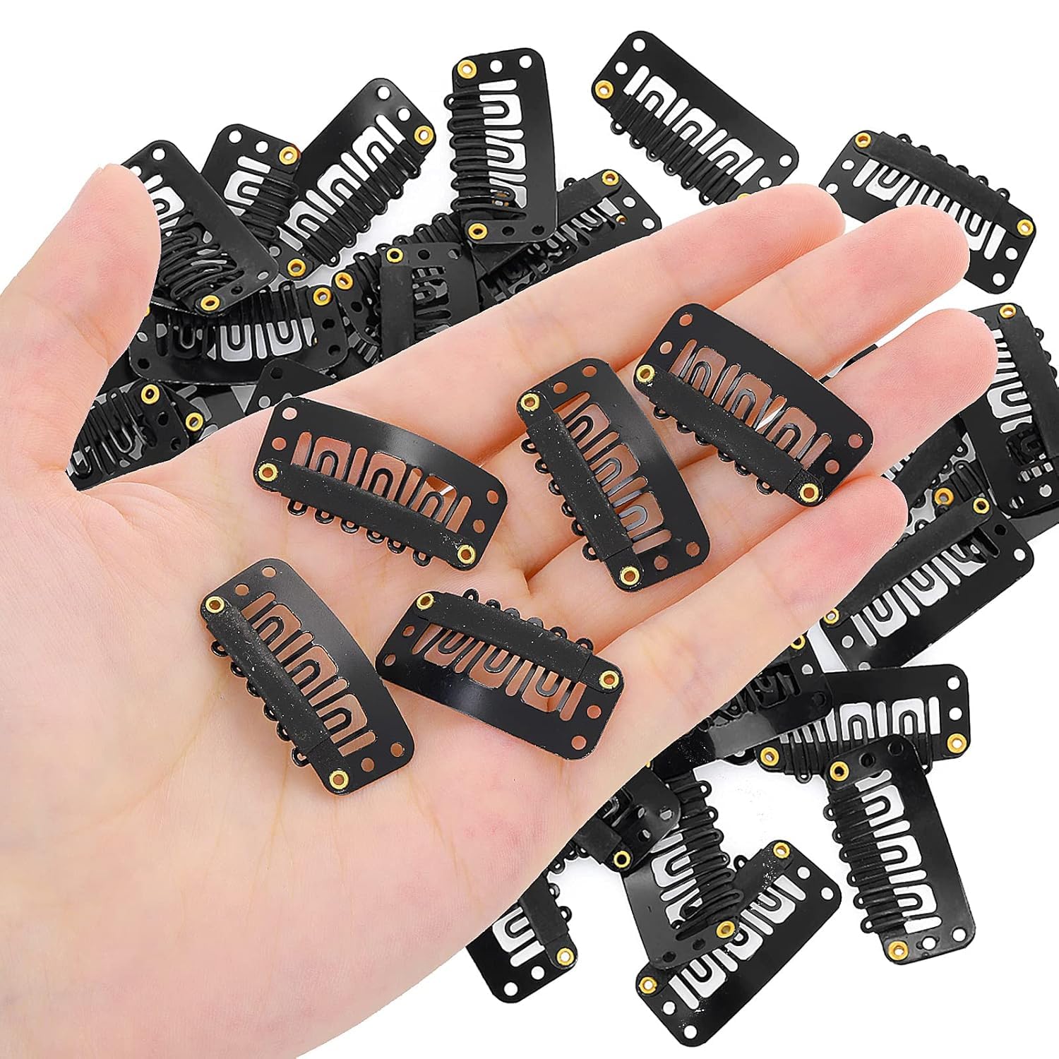 EKAN 12Pcs Black Metal Silicon Snap Clips for Hair Wigs, Extensions & Toppers - Secure Hold for Men & Women - Perfect for Cosplay, Daily Styling & Hair Loss Solutions