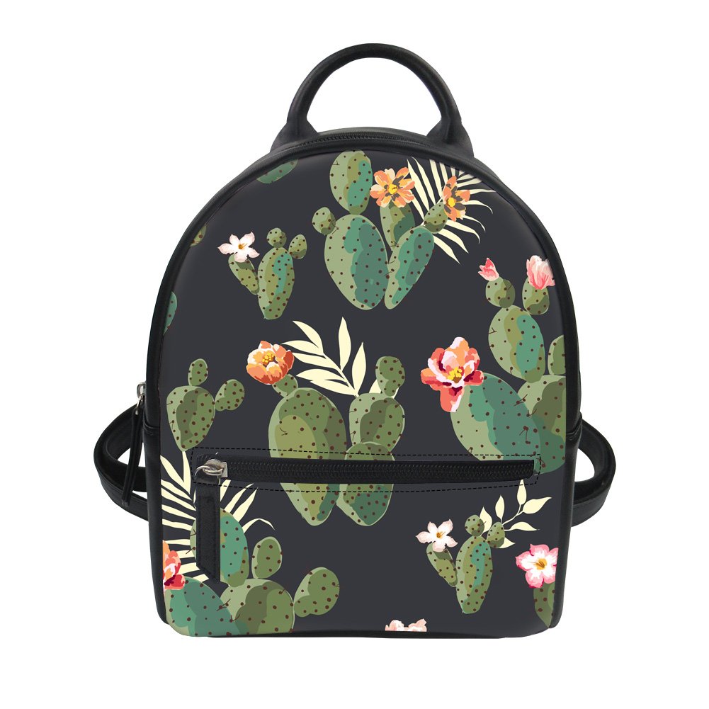 Fashion Women's Mini Backpack - PU Leather Shoulder Bag for Travel, Shopping & Daily Use - Sloth & Floral Design - Perfect Gift for Women & Girls - Hawaiian Cactus Theme - Ideal for Beach Outings, College Campus & Weekend Adventures