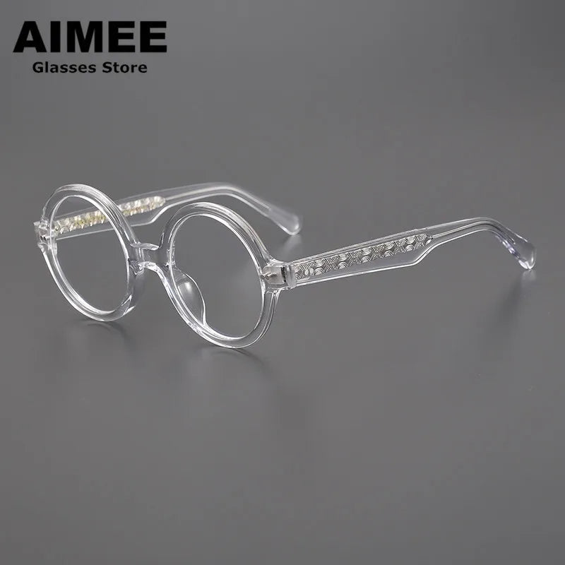 Aimee Unisex Full Rim Round Acetate Eyeglasses 191028 - Lightweight & Durable Frame for Men & Women - Perfect for Reading, Working & Daily Wear