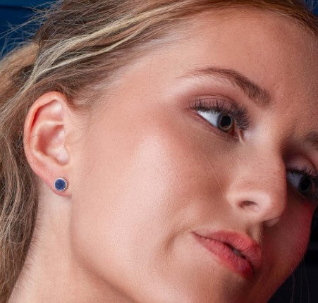 Eclipse Equinox Lapis Stud Earrings - Genuine Lapis Lazuli Gemstone Earrings for Women, Minimalist Blue Stone Studs for Everyday Wear - Perfect for Gifts, Parties & Office Elegance