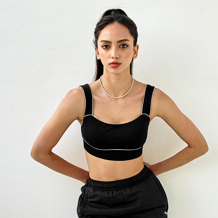 X Prizma™ Piping Square Neck Bra Top - Women's Fashion Sports Bra for Yoga, Gym & Everyday Wear
