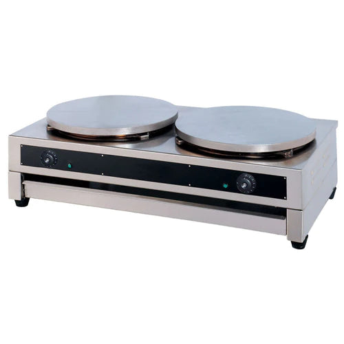 Cookline CM 2 16 Electric Dual Cast Iron Crepe Maker - 240V Commercial Grade Crepe Machine for Restaurants, Cafes & Breakfast Catering - Perfect for Making French Crepes, Pancakes & Galettes