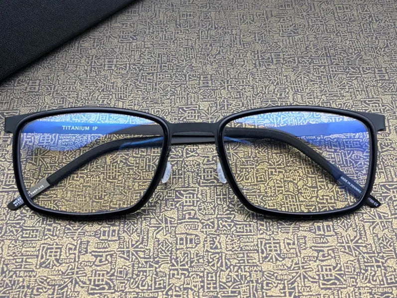Aimee Men's Full Rim Square Screwless Titanium Eyeglasses 9711 - Lightweight Durable Glasses for Work, Reading & Everyday Use