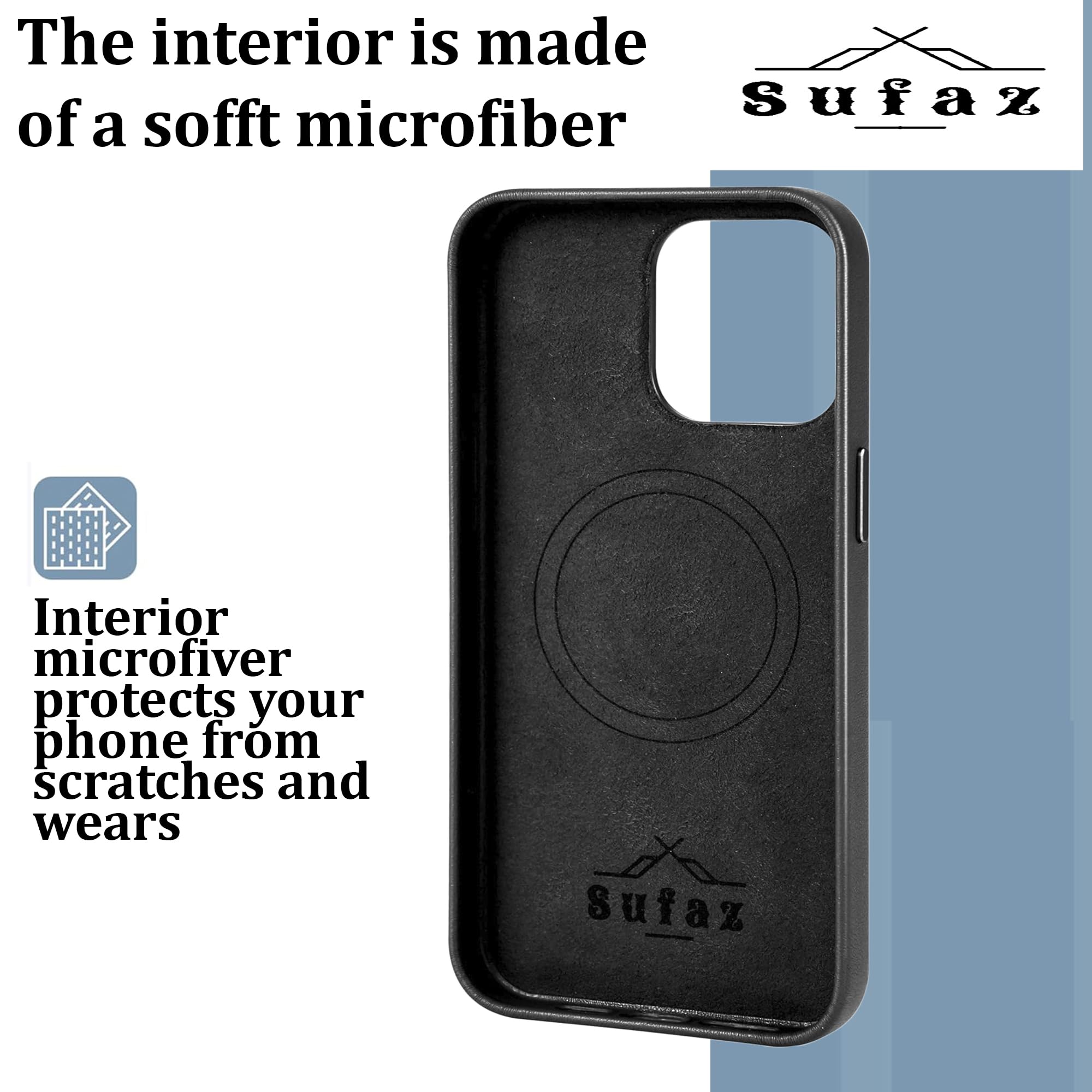 Premium Genuine Leather Case for Apple iPhone 15 Pro Max - Magnetic Charging Support, Shockproof Slim Design with Strong Built-in Magnets & Scratch-Resistant Microfiber Lining (Black) - Perfect for Daily Use, Travel & Business Professionals