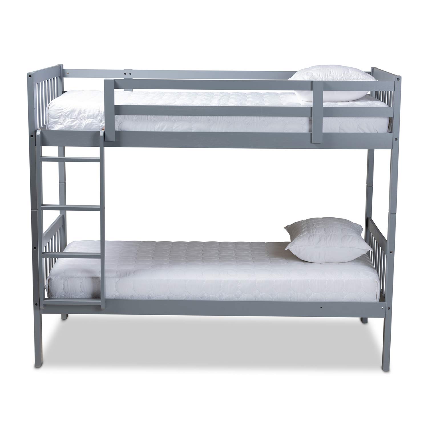 Baxton Studio Jude Modern Grey Wood Twin Bunk Bed - Space-Saving Kids Bedroom Furniture for Small Rooms & Shared Spaces