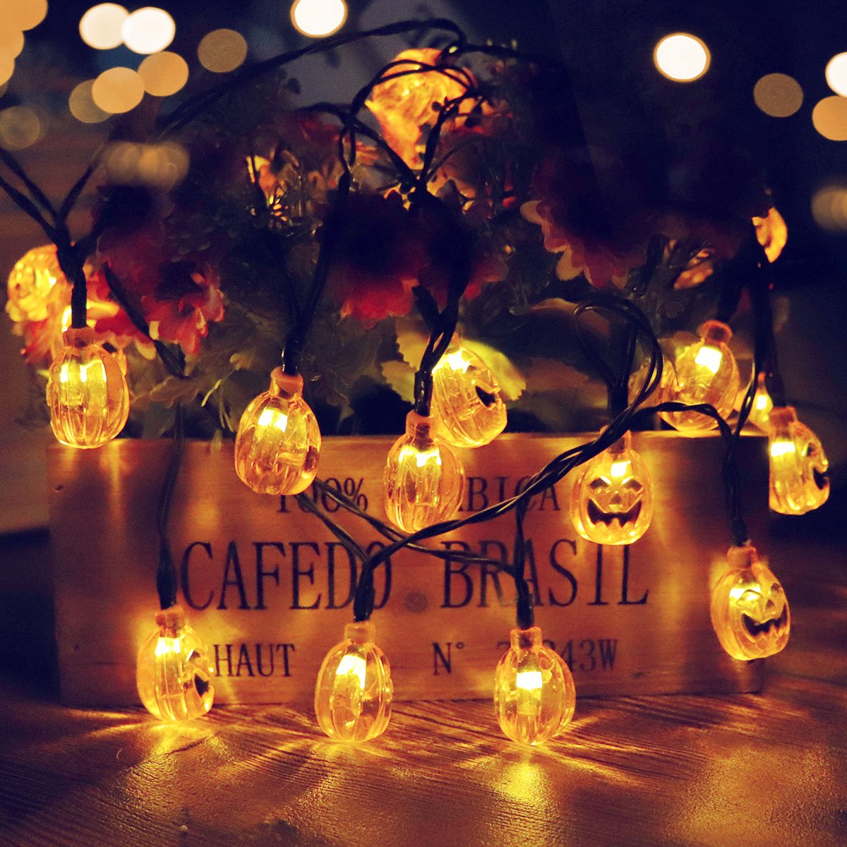 Hann® Solar LED String Lights - 30LED Crystal Ball, Lantern & Moroccan Orb Ball Decor - Waterproof Outdoor Fairy Lights for Christmas, Garden, Halloween (Pumpkin Ghost Design) | Perfect for Patio, Yard, Wedding & Party Decorations