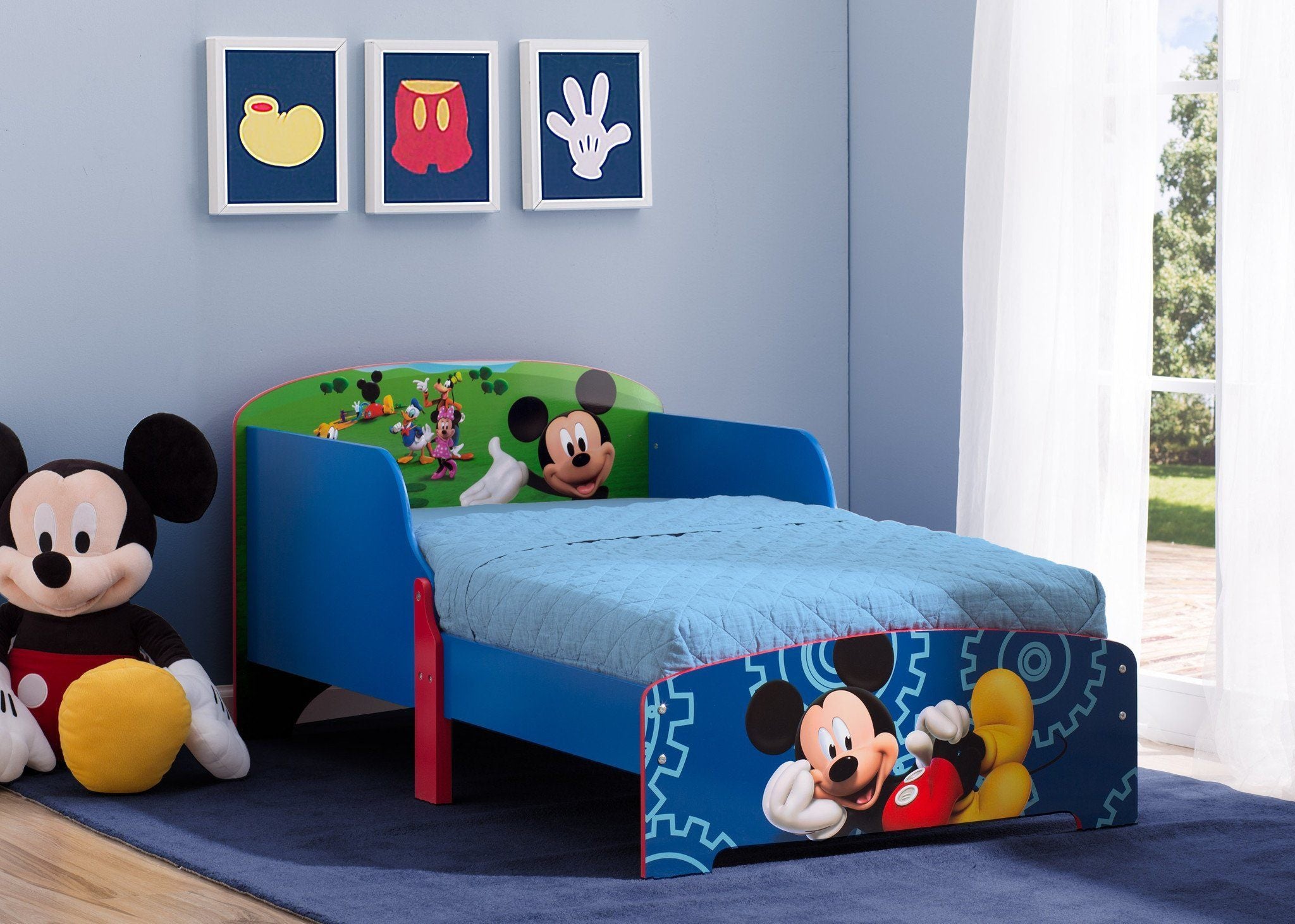 Disney Mickey Mouse Wooden Toddler Bed for Kids - Perfect for Nursery, Bedroom & Playroom Decor