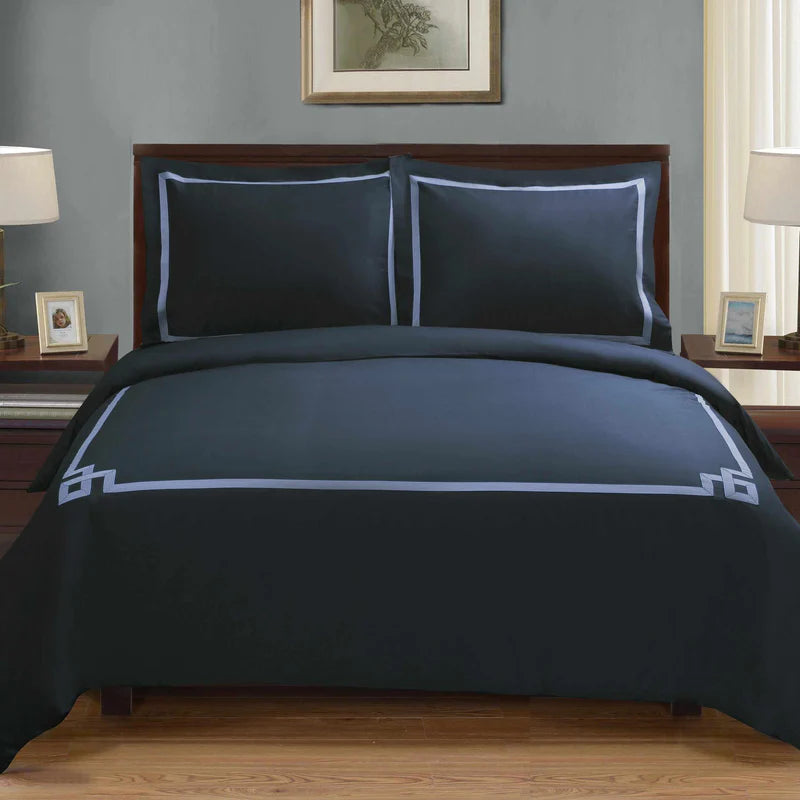 Premium Miller Cotton Embroidered 3-Piece Duvet Cover Set - Soft & Breathable Bedding for Master Bedroom, Guest Room & Dorm Decor