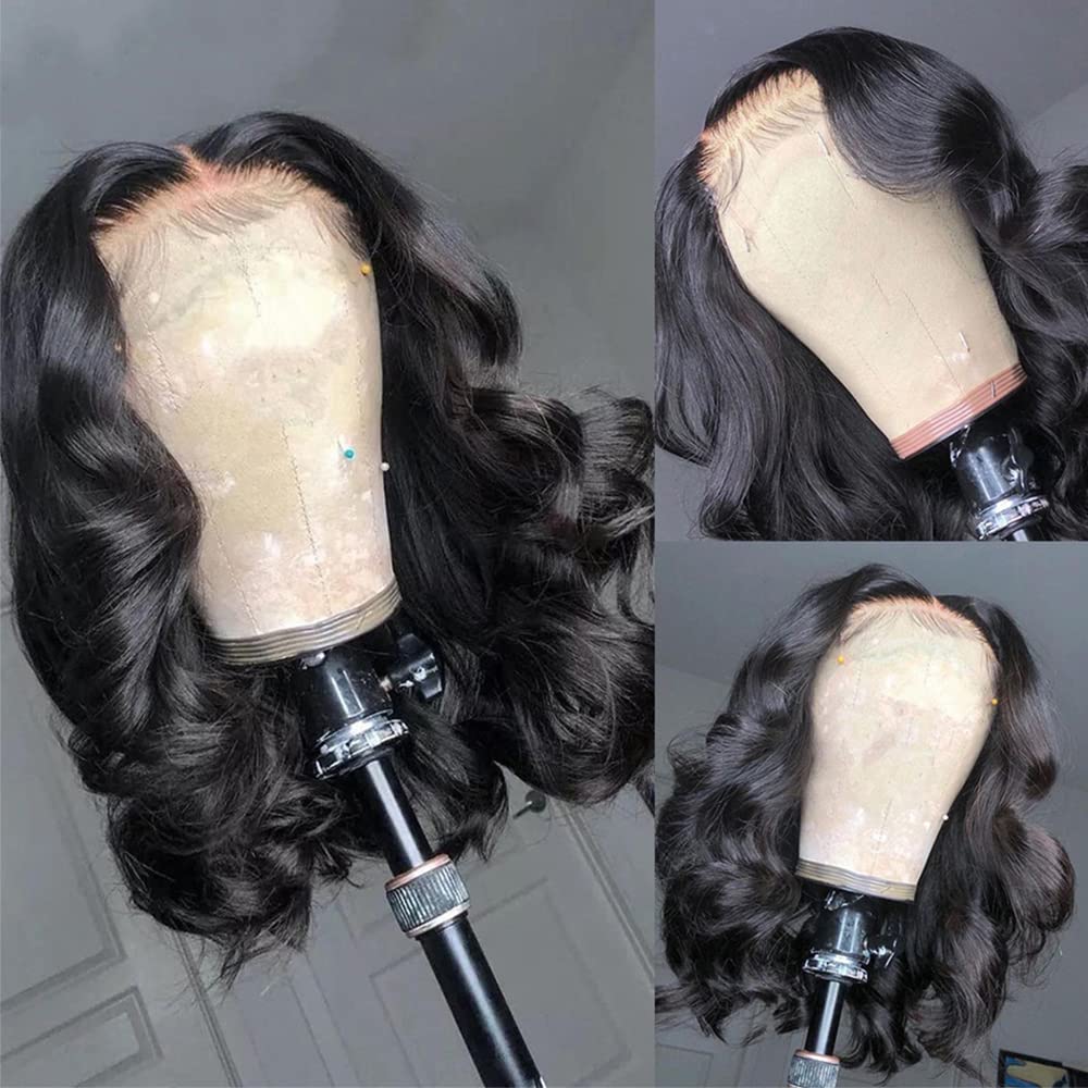 OCTSUN 13x4 Lace Front Human Hair Wigs for Black Women - Brazilian Virgin Body Wave Bob Wig with Pre-Plucked Hairline & Baby Hair | Natural Looking Short Bob Style for Daily Wear, Parties & Special Occasions
