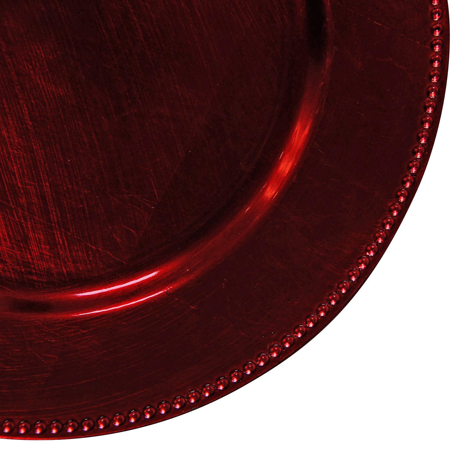 Burgundy Plastic Beaded Charger Plates - 12 Pack 13 Inch Round Metallic Wedding Dinner Plates for Party, Holiday & Formal Events - Elegant Table Decor for Anniversary, Bridal Shower & Special Occasions