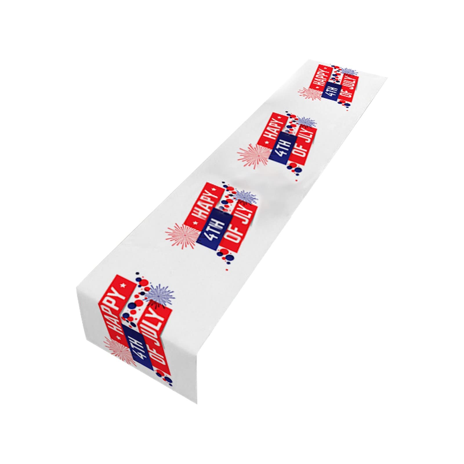 Red White Blue Rectangle Patriotic Tablecloth - 33x180cm Cotton Linen Independence Day Party Decor for Dining Coffee Tables - Perfect for 4th of July BBQs, Holiday Gatherings & Winter Celebrations