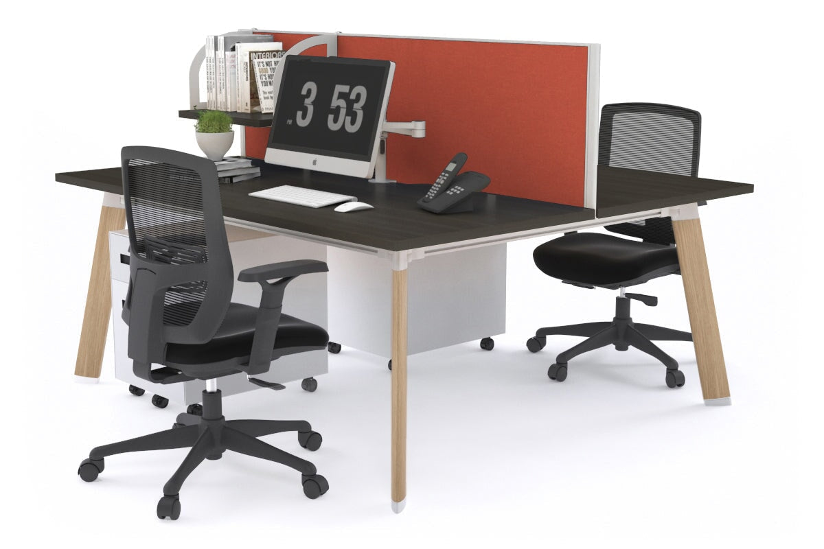 2 Person Workstation with Wood Imprint Frame - 1200L x 700W - Perfect for Home Office, Coworking Spaces & Small Business Teams