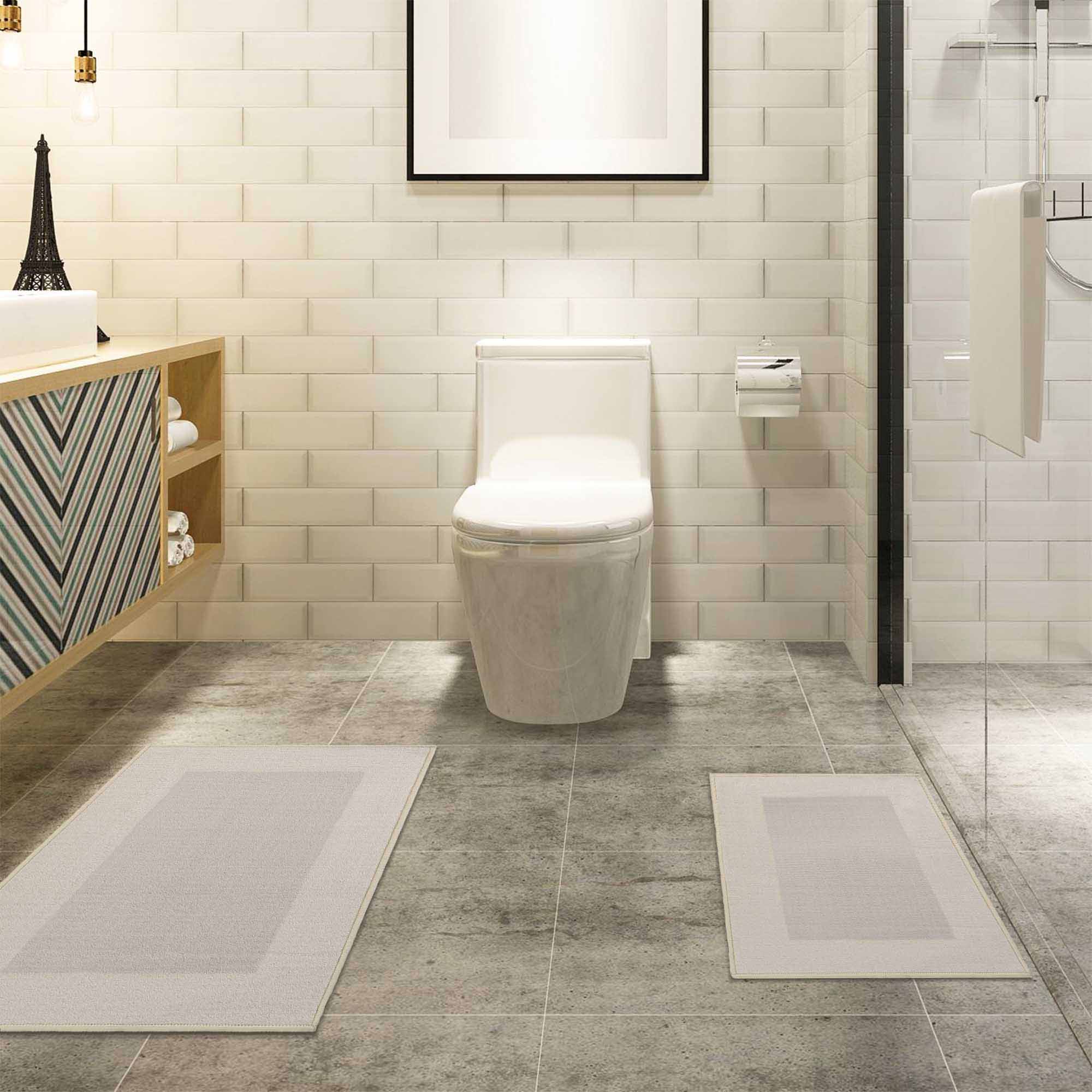 Premium Non-Slip Bath Rug Set - Super Absorbent, Machine Washable, Soft Memory Foam - Perfect for Bathroom, Shower, Spa & Home Decor (Troy Collection)