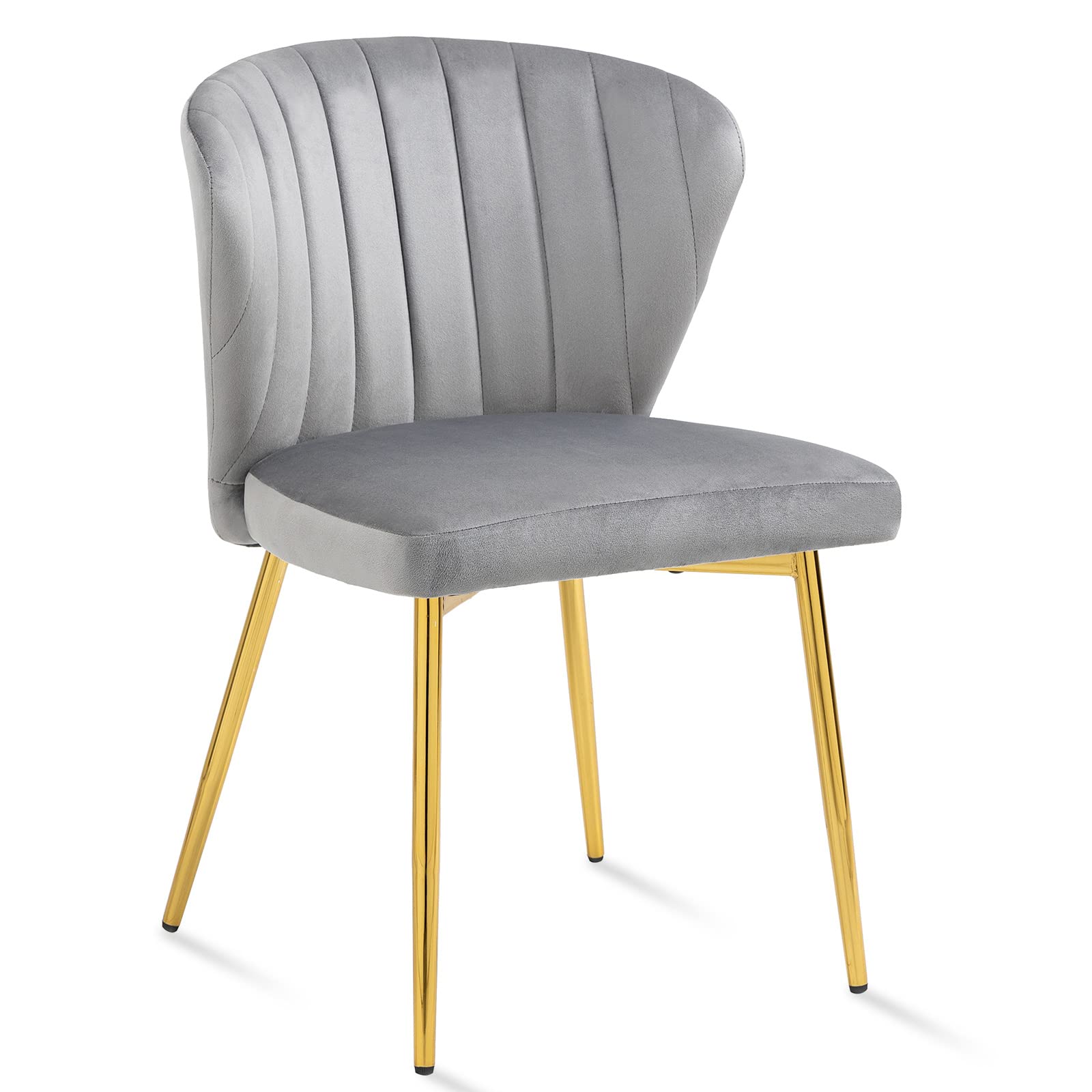 ANOUR Modern Velvet Dining Chairs Set of 2 - Upholstered Accent Chairs with Golden Metal Legs for Living Room, Kitchen, Dining Room & Patio - Grey Contemporary Seating for Home Decor & Entertaining (2 Pack)
