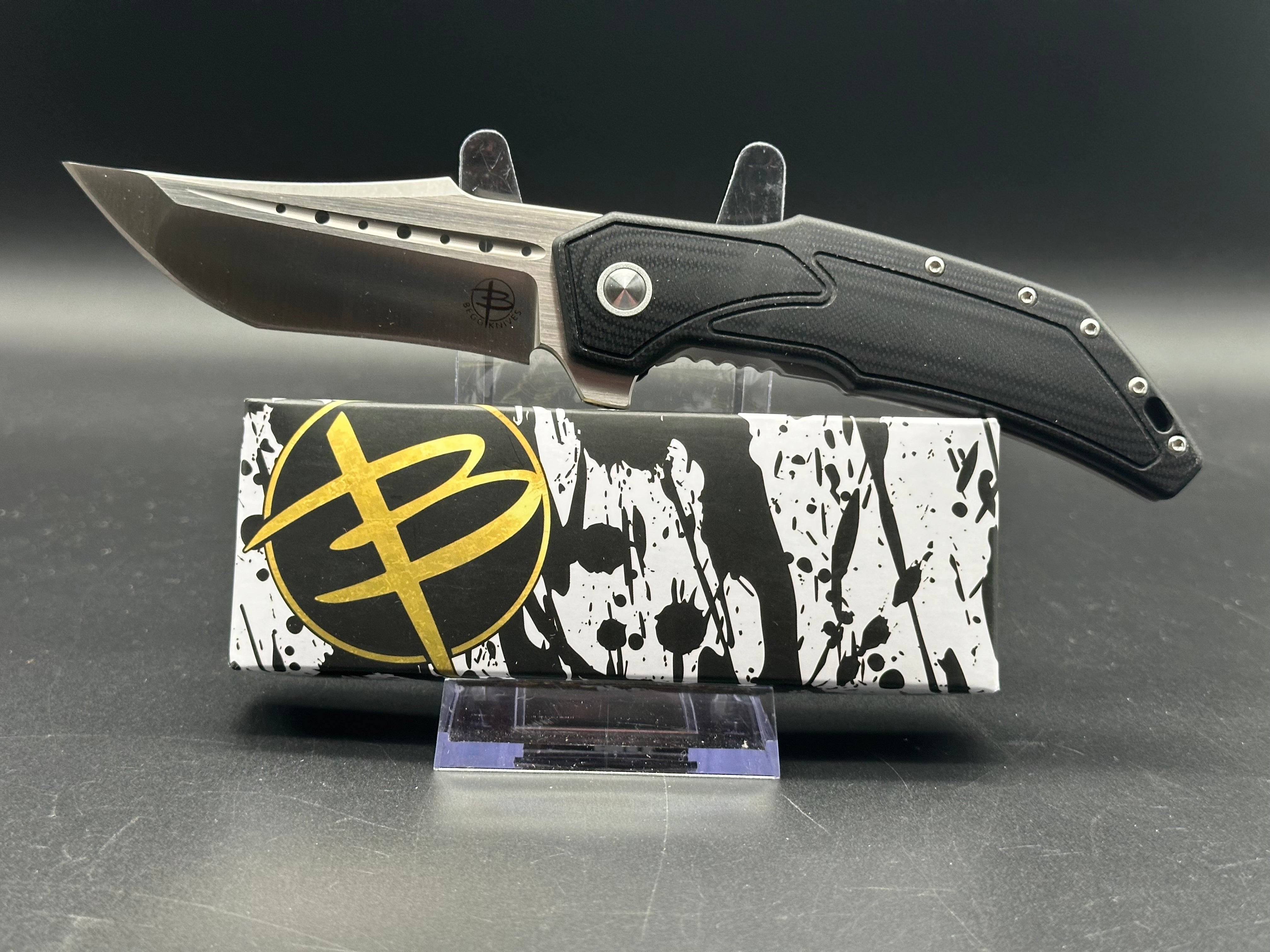 Begg Knives Astio Frame Lock Folding Knife - Black G10 Handle, 3.5