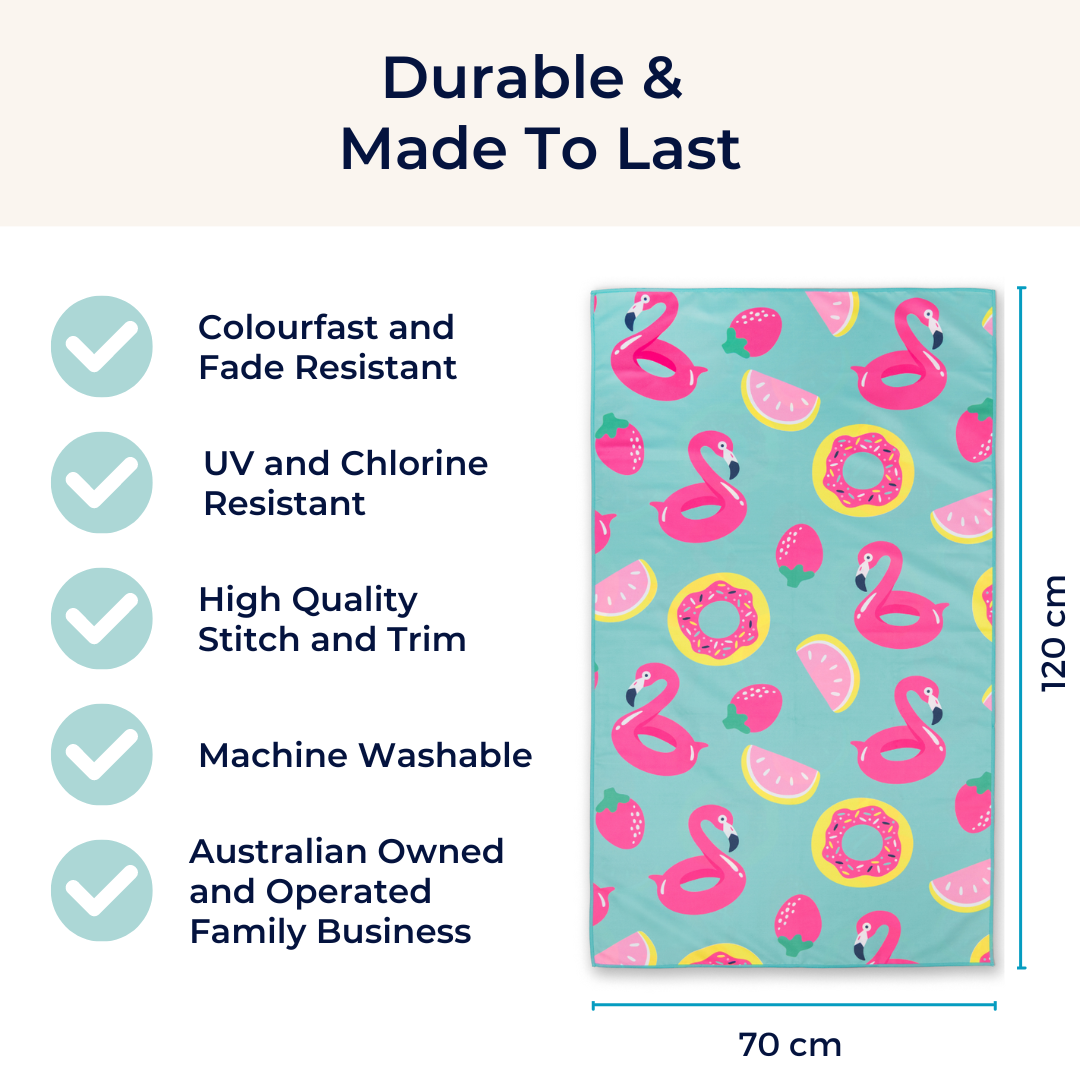 Flamingo Kids Beach Towel Set - Soft, Absorbent & Fun Tropical Design for Boys & Girls - Perfect for Pool, Beach, and Summer Vacations