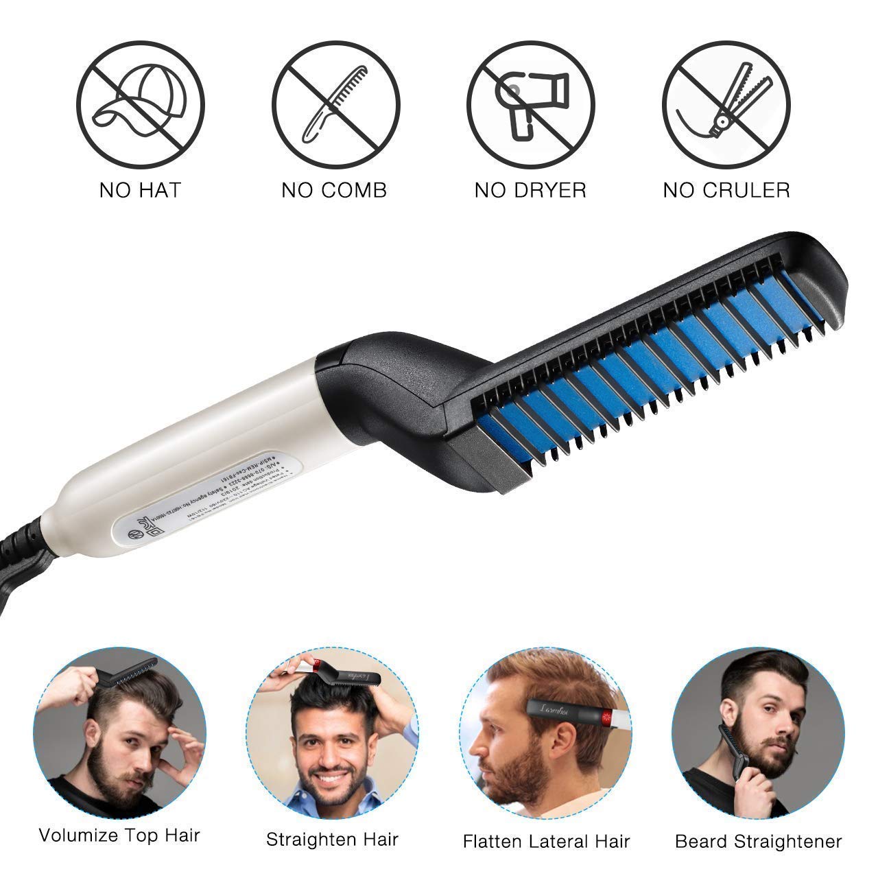 RABADIYA CREATION Electric Beard Straightener & Hair Styler for Men - Quick Heating Multifunctional Comb for Curly Hair Straightening, Beard Grooming & Scalp Massage | Perfect for Home, Travel & Salon Use