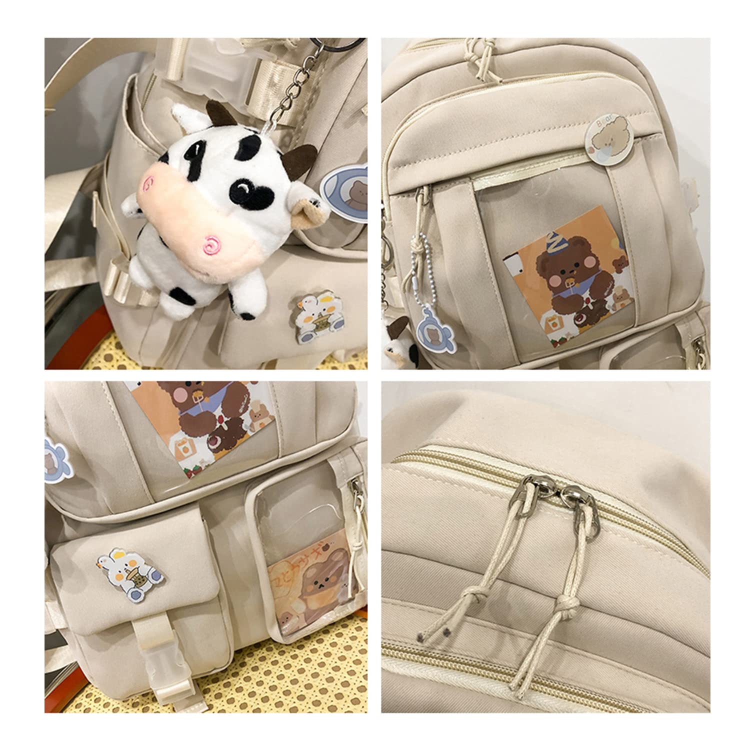 Cute Kawaii Backpack for School - Large Waterproof Aesthetic Backpack with Kawaii Pin & Accessories, Stylish School Bag for Teen Girls (Black) - Perfect for School, Travel & Everyday Use