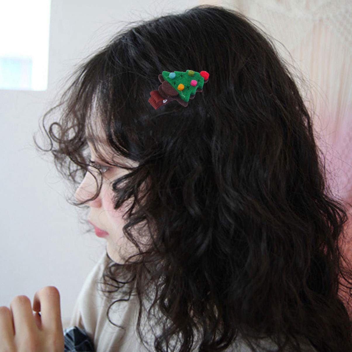 Lurrose 4Pcs Christmas Tree Hair Clips - Green Felt Hairpins, Barrettes for Girls, Kids & Women - Perfect for Xmas Parties, School Events & Holiday Photos