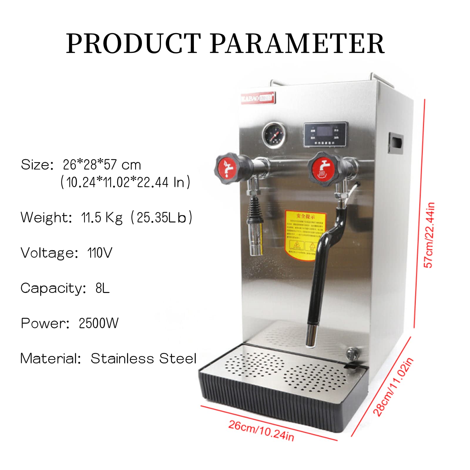8L/270 oz Commercial Milk Frother and Steamer - Automatic Coffee Frothing Machine with LCD Display for Latte, Cappuccino, Hot Chocolate - Perfect for Coffee Shops, Cafes & Dessert Making