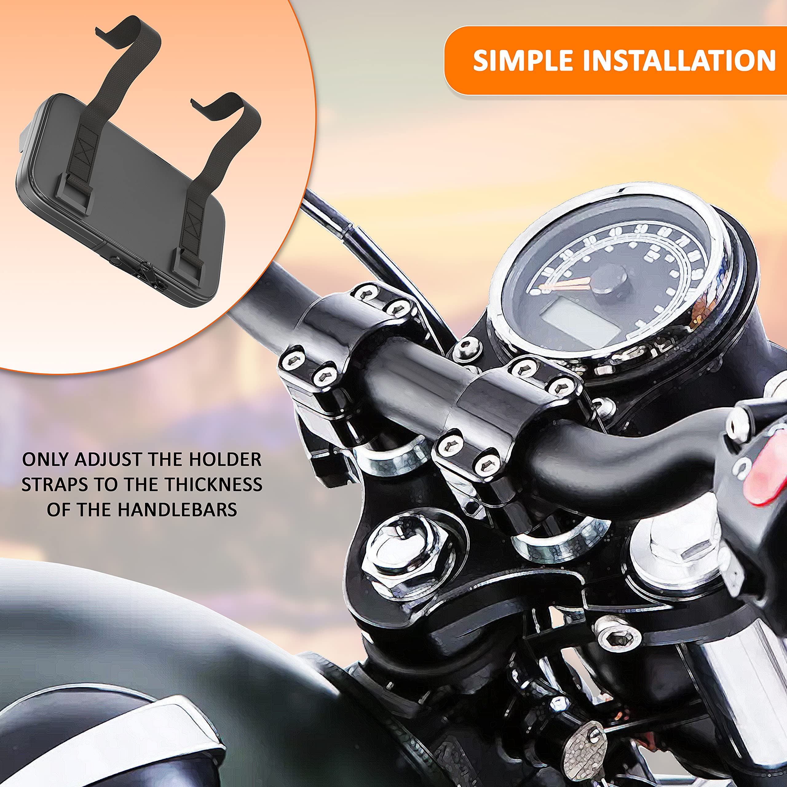 Universal Motorcycle Phone Mount - Waterproof Handlebar Holder for Smartphones up to 7.5 Inch, Adjustable for All Bar Shapes & Sizes | Perfect for Adventure Riding, Commuting & GPS Navigation