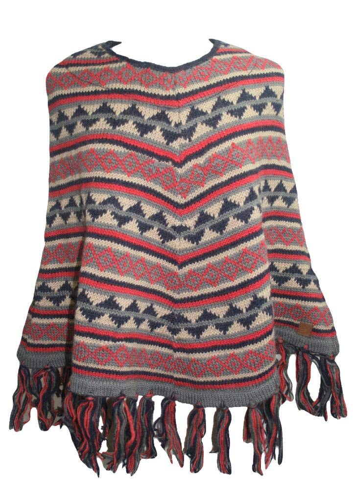 Stylish Women's Himalayan Soft Lamb Wool Hand-Knitted Warm Poncho Cape - Cozy Winter Shawl for Outdoor Activities & Casual Wear