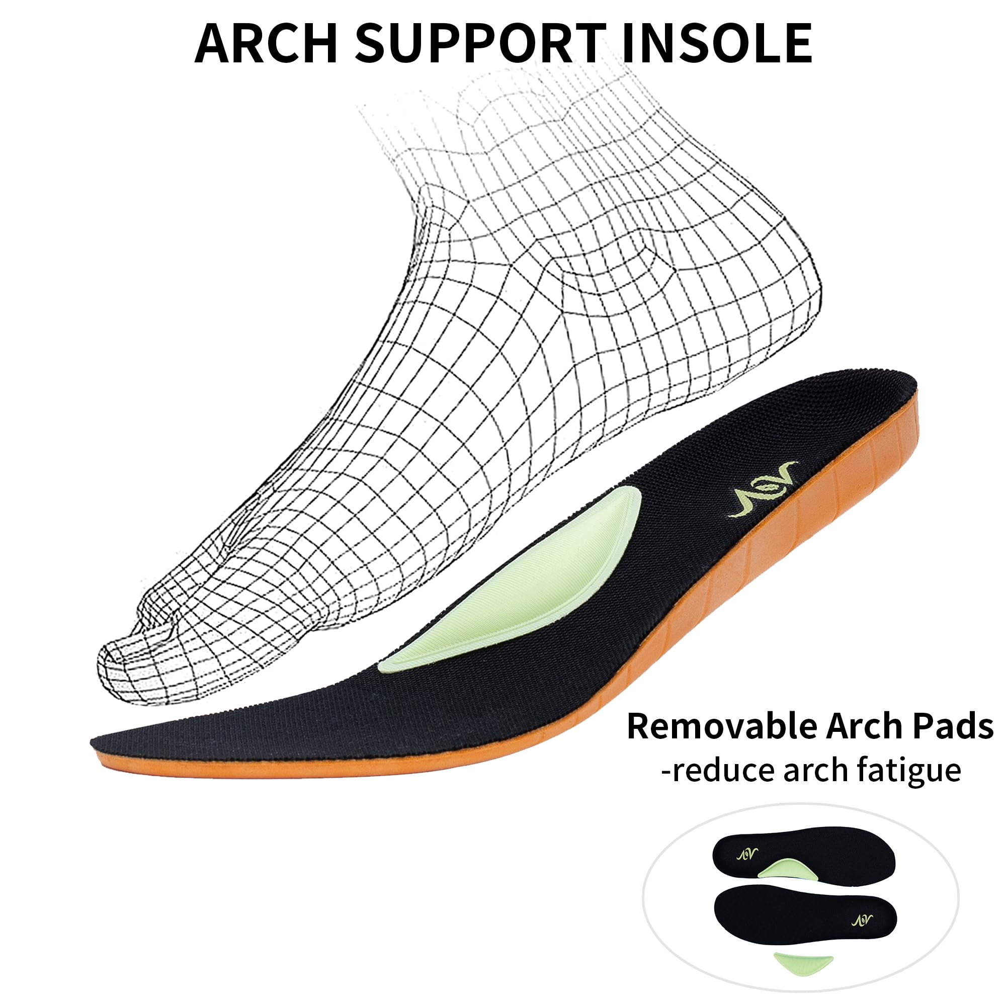 GANNOU Women's Arch Support Walking Shoes - Orthotic Sneakers for Plantar Fasciitis Relief, Comfortable Air Cushion Tennis Shoes for Work, Travel & Daily Walking