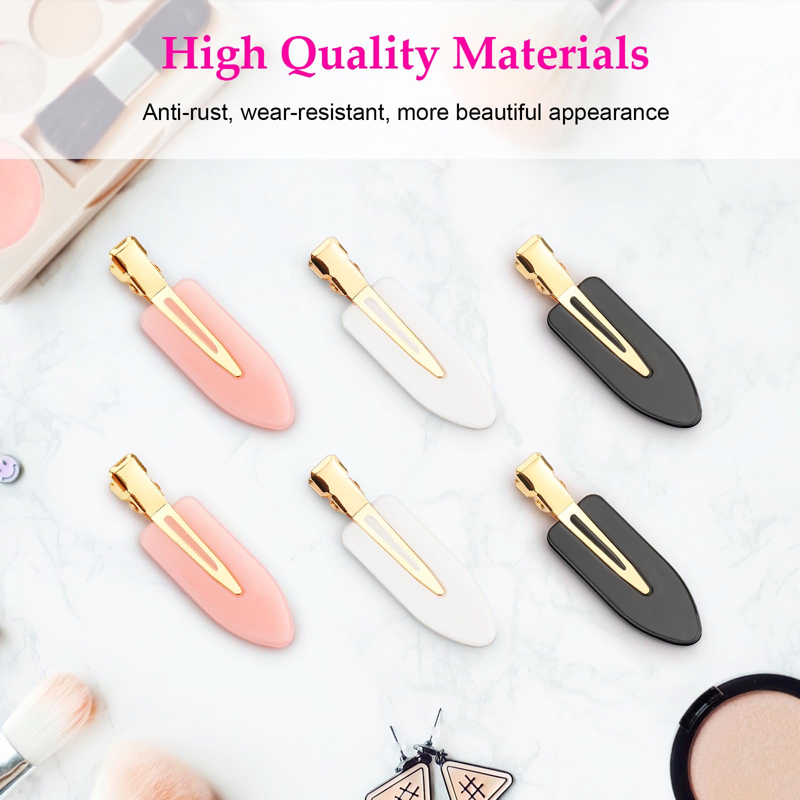 6 Pcs No Bend No Crease Hair Clips for Women & Girls - Golden Handle Flat Hair Clips for Hairstyling, Salon & Makeup - Perfect for Styling, Curling & DIY Hair Care at Home